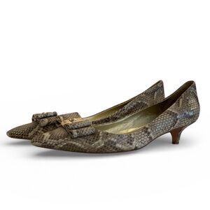 COACH Mandy Brown Snakeskin Kitten Heels